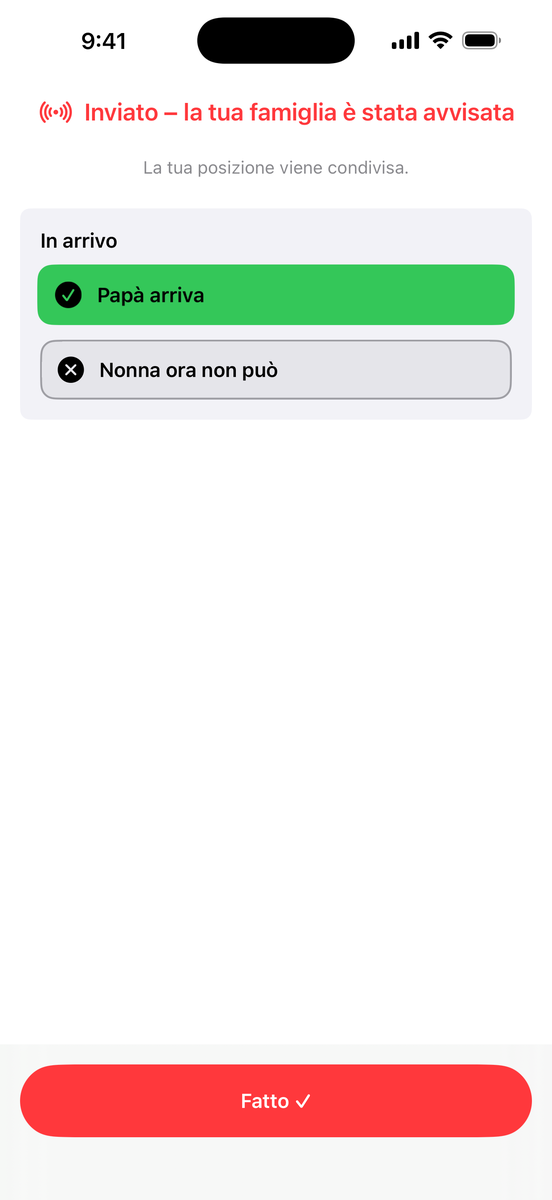 Vista di chi invia: «Papà arriva» e «Nonna ora non può»