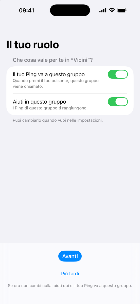 Scelta del ruolo: Il tuo Ping va a questo gruppo e Aiuti in questo gruppo
